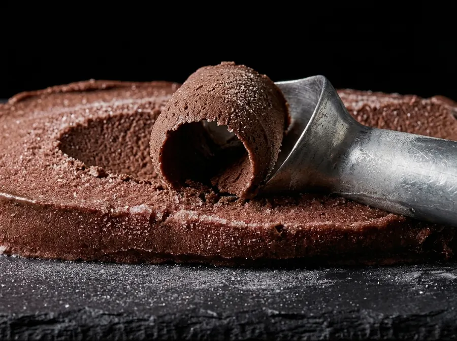 Gefrorene Açaí-Protein-Basis mit Kakao — dunkelbraun, gescoopt