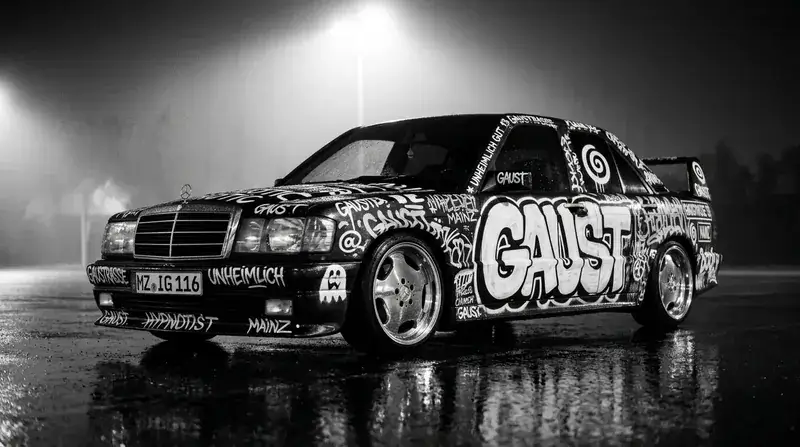 Das GAUST-Auto mit Graffiti